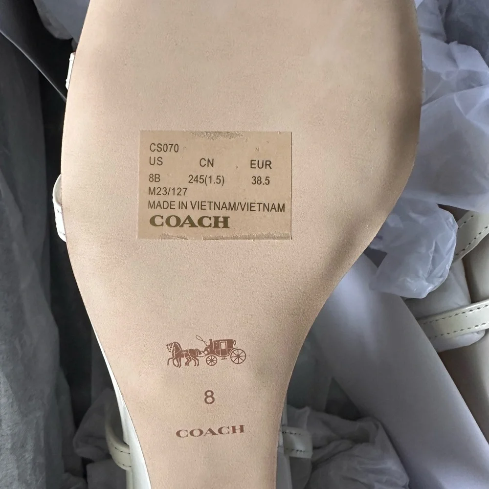 Coach Cait Leather Sandal Chalk size 8 NWT - Picture 6 of 7